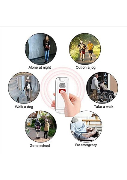 4x Kişisel Alarm Sos LED Işığı Olan Kadınlar Için Güvenlik Alarmı 130DB Siren Çocuk Büyükleri Için Su Geçirmez Anahtarlık Ses Cihazı (Yurt Dışından)