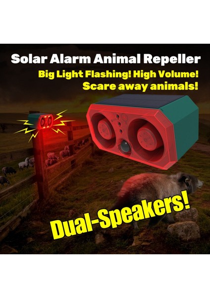 Yeni Süper Sesli Güneş Alarmı Hayvan Kovucu 2 Hoparlör Kaydı Hareket Algılama Alarm Sensörü Flaş Indüksiyonu (Yurt Dışından) fiyatları