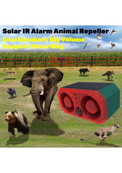 Yeni Süper Sesli Güneş Alarmı Hayvan Kovucu 2 Hoparlör Kaydı Hareket Algılama Alarm Sensörü Flaş Indüksiyonu (Yurt Dışından) indirimleri