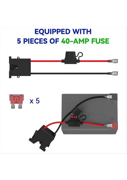 Güç Tekerleği Için Tel Kablo Demeti Konnektörü 12 Volt Sla Pil 5 Adet 40A Sigortalı Ayrıca F2 Terminalleri Olan Piller Için (Yurt Dışından) fiyatları