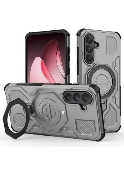 Samsung Galaxy A56 5G Manyetik Kılıf Döner Metal Ayaklı Darbeye Dayanıklı PC + TPU Telefon Arka Kapağı (Yurt Dışından)