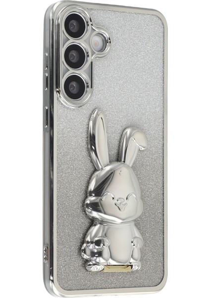 Samsung Galaxy A56 5G Elektrokaplama Parıltılı Tavşan PC + TPU Telefon Kılıfı ve Ayaklık (Yurt Dışından)