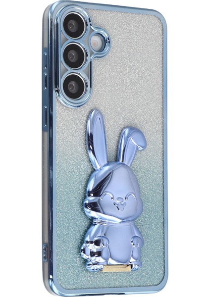 Samsung Galaxy A56 5G Elektrokaplama Parıltılı Tavşan PC + TPU Telefon Kılıfı ve Ayaklık (Yurt Dışından)