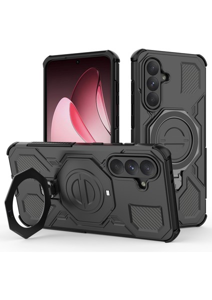 Samsung Galaxy A56 5G Manyetik Kılıf Döner Metal Ayaklı Darbeye Dayanıklı PC + TPU Telefon Arka Kapağı (Yurt Dışından)