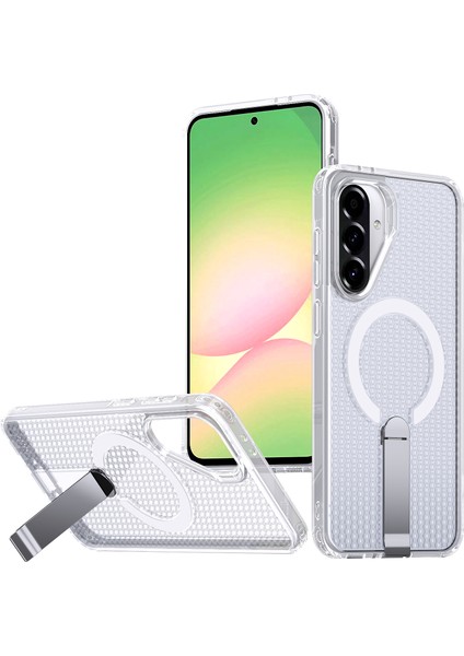 Samsung Galaxy A56 5g Manyetik Kılıf Destek Standı Izgara Doku Tpu Pc Telefon Arka Kapağı (Yurt Dışından)