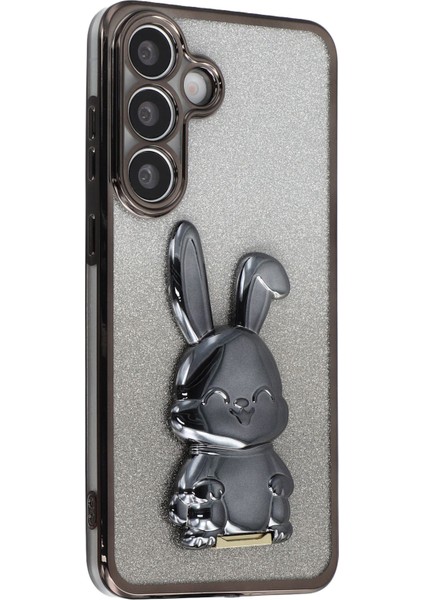Samsung Galaxy A56 5G Elektrokaplama Parıltılı Tavşan PC + TPU Telefon Kılıfı ve Ayaklık (Yurt Dışından)