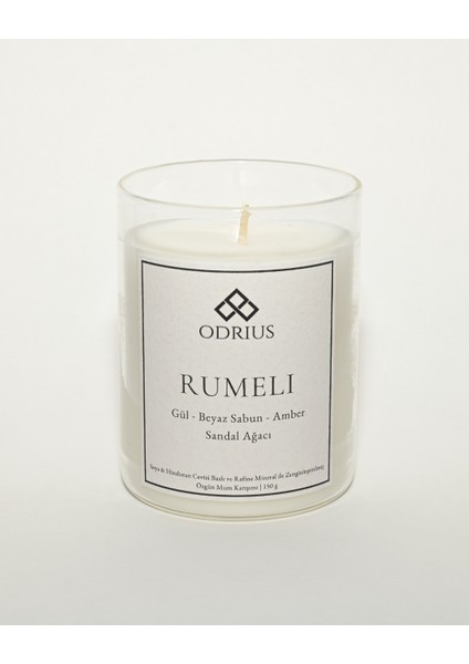 RUMELI Kokulu Mum – Sandal Ağacı & Gül – Zarif ve Sofistike Koku – El Yapımı Kalıcı Mum – Soya & Hindistan Cevizi Bazlı ve Rafine Mineral ile Zenginleştirilmiş Özgün Mum Karışımı – 150 gram - ODRIUS fiyatları