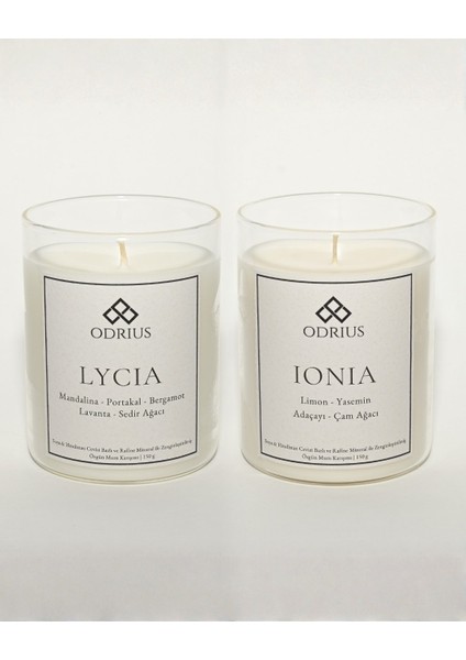 Ferah Yazlık Kokulu Mum – Turunçgil, Lavanta, Limon, Adaçayı – 2’li Premium El Yapımı Mum – Soya & Hindistan Cevizi Bazlı ve Rafine Mineral ile Zenginleştirilmiş Özgün Mum Karışımı – (2x150g) - ODRIUS fiyatları