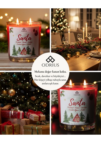 SANTA Kokulu Mum – Portakal, Tarçın & Vanilya – Yılbaşı Ruhunu Yansıtan Sıcak Atmosfer – Soya & Hindistan Cevizi Bazlı ve Rafine Mineral ile Zenginleştirilmiş Özgün Mum Karışımı – 150 Gram - ODRIUS indirimleri
