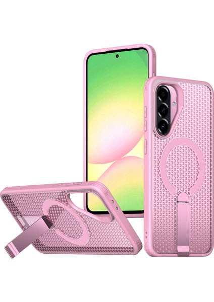 Samsung Galaxy A56 5g Manyetik Kılıf Destek Standı Izgara Doku Tpu Pc Telefon Arka Kapağı (Yurt Dışından)
