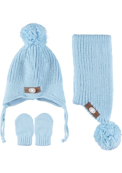 Erkek Bebek Bere Bandana Eldiven 3’lü Takım