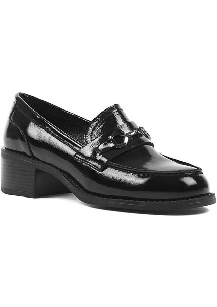 Kadın Siyah Kalın Topuklu Rugan Deri Ayakkabı fiyatları