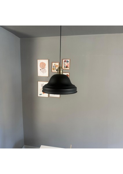 Ulmete Siyah Lale Başlık Tekli Sarkıt Avize Salon Ofis Otel Avizeleri Tasarım Vintage modelleri