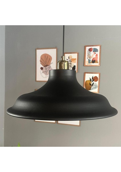 Bergo Siyah Yarım Lale Başlık Avize Salon Oturma Odası Yatak Odası Sarkıt Modeli