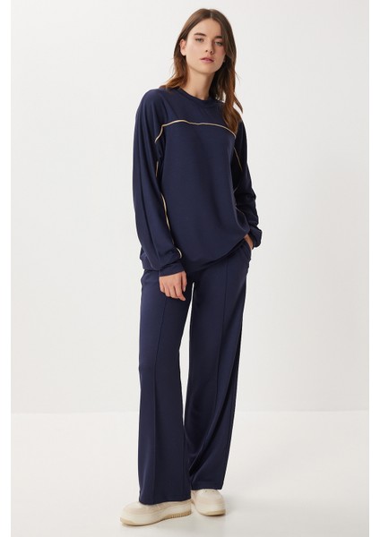 Kontrast Şeritli Modal Alt-Üst Takım LCI0062 Lacivert fiyatları