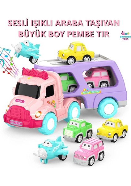 Büyük Boy Taşıyıcı Sesli Işıklı Oyuncak Kamyon Taşıyıcı Tır 34 Cm.