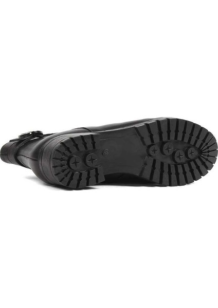 Kadın Siyah Fermuarlı Tokalı Deri Bot indirimleri