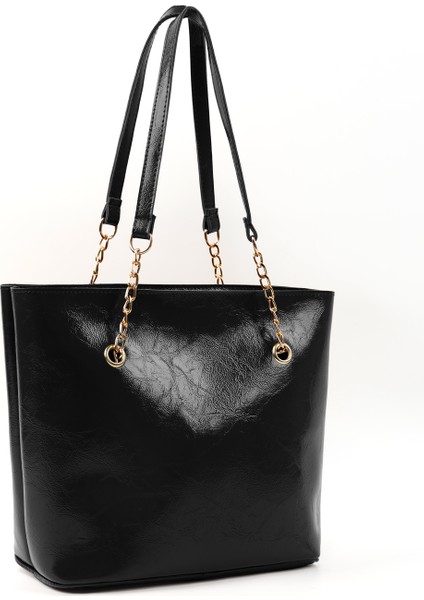 Kırışık Dokulu Siyah SHK256 Suni Deri Fermuarlı Tek Bölmeli Zincir Askılı El, Kol ve Omuz Çantası fiyatları