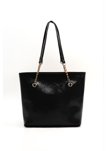 Kırışık Dokulu Siyah SHK256 Suni Deri Fermuarlı Tek Bölmeli Zincir Askılı El, Kol ve Omuz Çantası modelleri