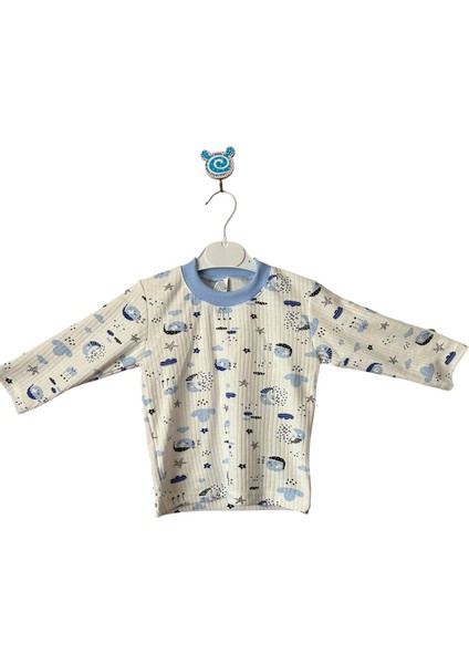 Bulut ve Yağmur Desenli Unisex Bebek Pijama Takımı modelleri