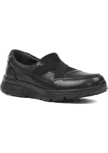 Kadın Siyah Kalın Tabanlı Deri Ayakkabı fiyatları