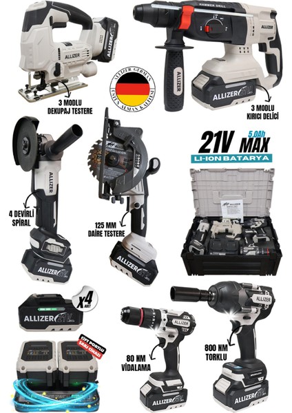 ALZ-3163 6’lı Şarjlı set