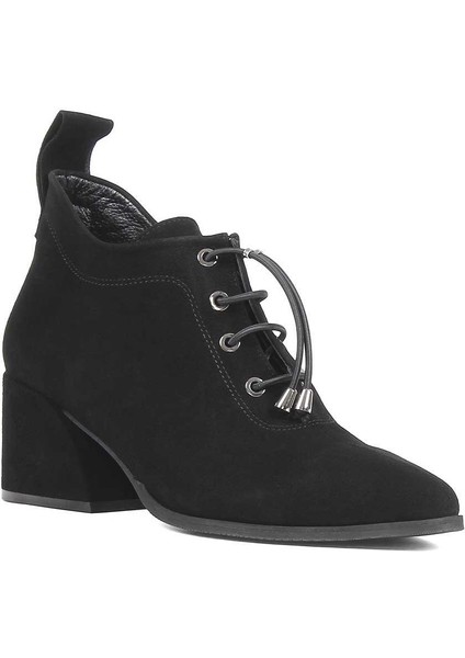 Kadın Siyah Kalın Topuklu Süet Deri Ayakkabı fiyatları