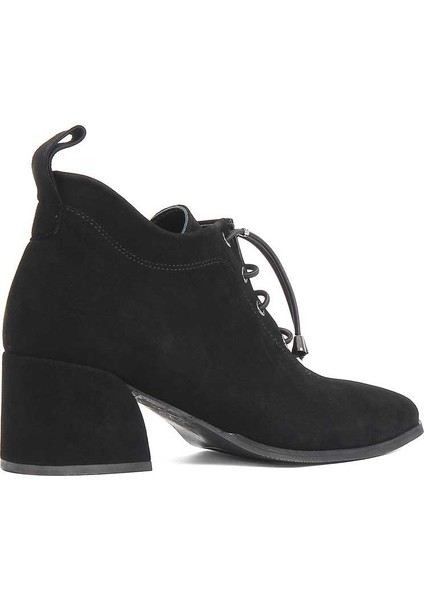 Kadın Siyah Kalın Topuklu Süet Deri Ayakkabı fırsatları