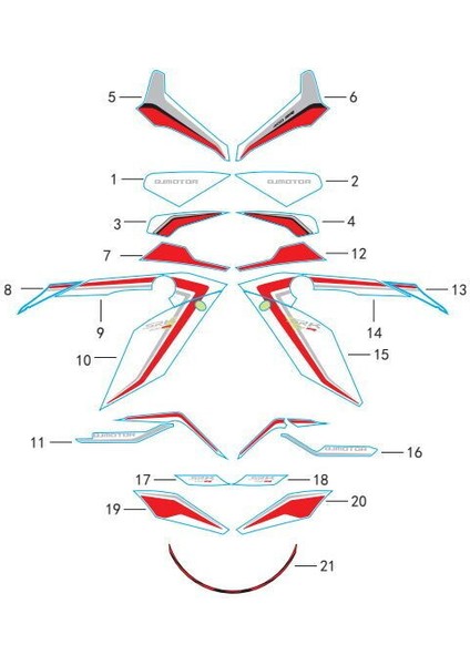 SRK400RR Ön Kafa Stıcker Sol fiyatları