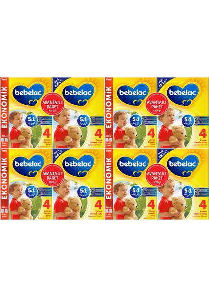 1200GR (800GR+400GR) No:4 Devam Sütü (1+ Yaş) Avantaj Pk (4 Lü Set)