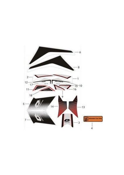SRK125R Depo Grenajı Sol Stıcker Kırmızı/siyah