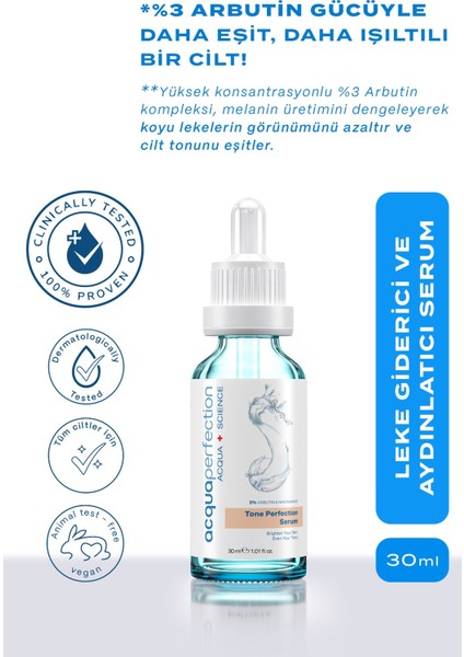 Aydınlatıcı ve Leke Karşıtı, Koyu Leke Karşıtı ve Cilt Tonu Eşitleyici Arbutin Serum (%3 Arbutin, Niacinamide) 30ML Hamilelik & Güneş Leke Karşıtı