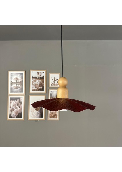 Teyra Vişne Çürüğü Tekli Avize Kalın Ahşap Boncuk Başlık Sarkıt Lamba Restoran Salon Aydınlatma fiyatları
