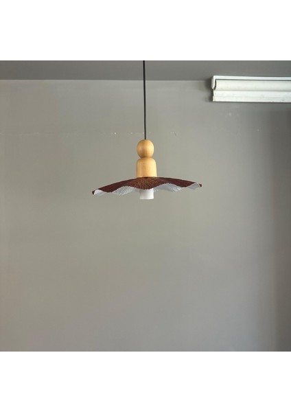 Teyra Vişne Çürüğü Tekli Avize Kalın Ahşap Boncuk Başlık Sarkıt Lamba Restoran Salon Aydınlatma modelleri