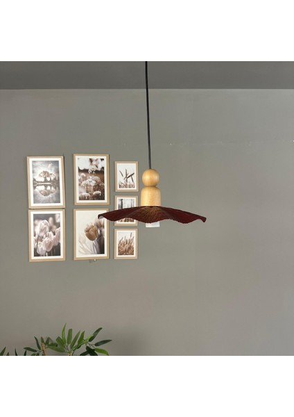 Teyra Vişne Çürüğü Tekli Avize Kalın Ahşap Boncuk Başlık Sarkıt Lamba Restoran Salon Aydınlatma fırsatları