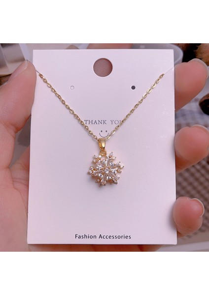 Yeni Çelik Köprücük Kemiği Zinciri Dönen Kolye Kolye Kadın Basit Yüz Aksesuarlı Hafif Lüks (Yurt Dışından)