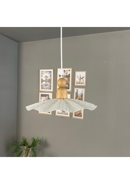 Teyra Beyaz Tekli Avize Kalın Ahşap Boncuk Başlık Sarkıt Lamba Restoran Salon Aydınlatma fırsatları