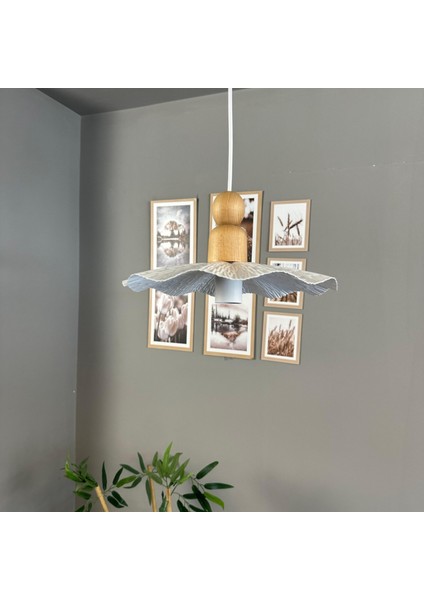 Teyra Beyaz Tekli Avize Kalın Ahşap Boncuk Başlık Sarkıt Lamba Restoran Salon Aydınlatma indirimleri