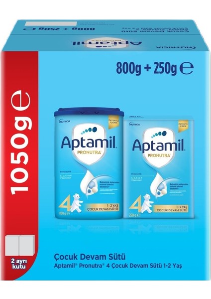 Nutrıcıa Aptamil Pronutra 800GR+250GR Toplam: 1050GR Devam Sütü No:4 (1 Yaş ve Üzeri) (6 Lı Set) fiyatları