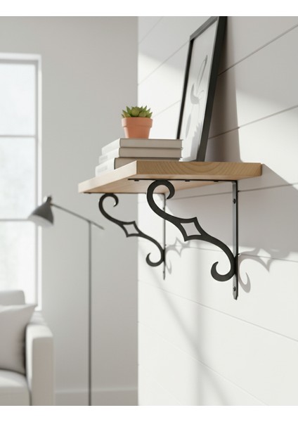 Siyah Otantik Stil Dekoratif Raf Ayağı (15X20 Cm) 2 Adet