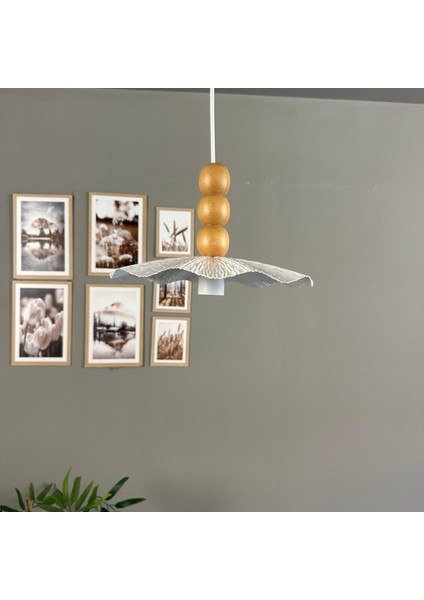 Teyra Beyaz Tekli Avize Ahşap Üç Boncuk Başlık Sarkıt Lamba Restoran Salon Aydınlatma fırsatları