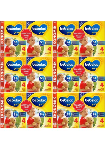 1200GR (800GR+400GR) No:4 Devam Sütü (1+ Yaş) Avantaj Pk (6 Lı Set)