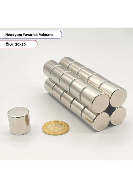 Neodyum Silindir Mıknatıs 20X20MM - 1 Adet