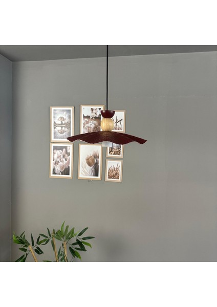 Teyra Vişne Çürüğü Tekli Avize Ahşap Şapka Başlık Sarkıt Lamba Restoran Salon Aydınlatma fiyatları