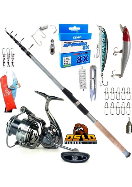 Next 4000 270CM 60-120GR Remixon Carbo-X Rapala Maket Balık Tele Spin Olta Takımı Seti