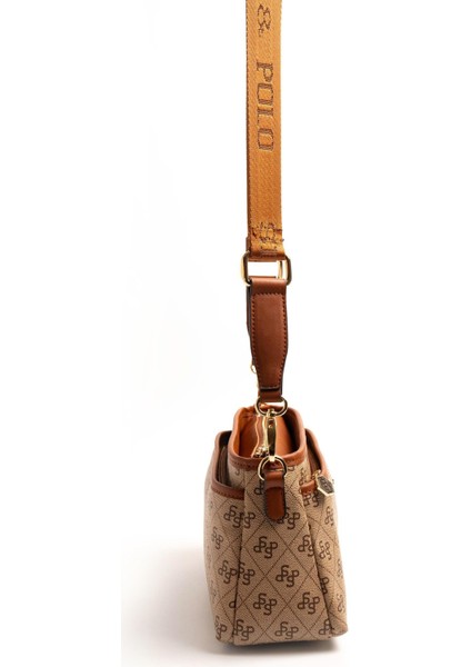 Silver & Polo Koyu Bej - Taba SP1184 Kadın Çapraz Çanta