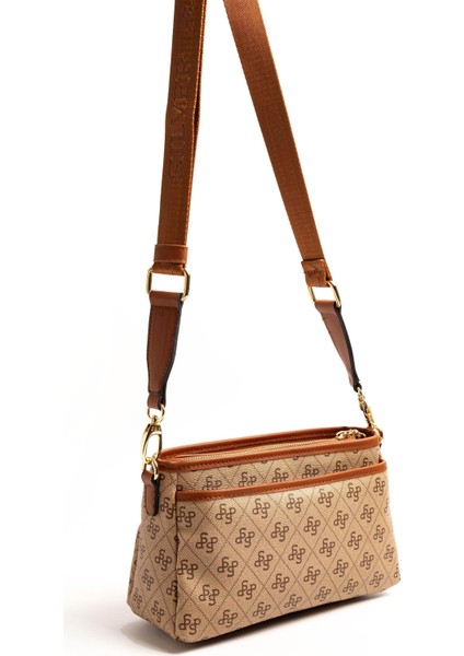 Silver & Polo Koyu Bej - Taba SP1184 Kadın Çapraz Çanta