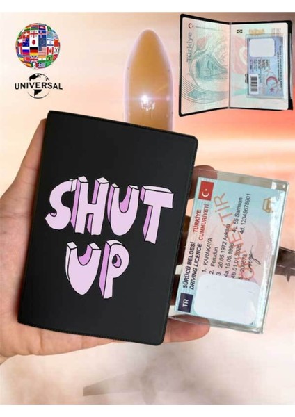 Shut Up Desenli Deri Pasaport Kılıfı Kabı Tüm Ülke Pasaportlarına Uygun fiyatları