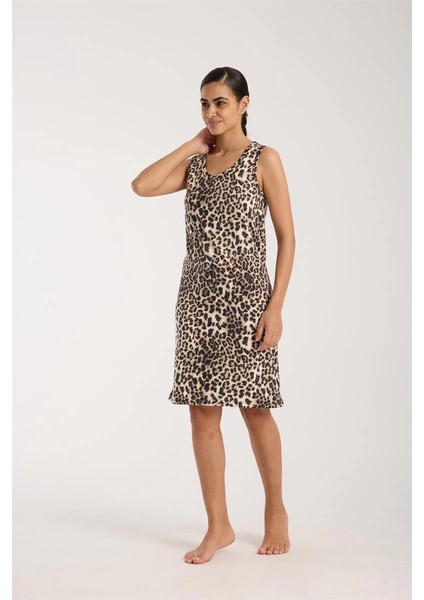 Moda Kadın Leopar Desenli Gecelik