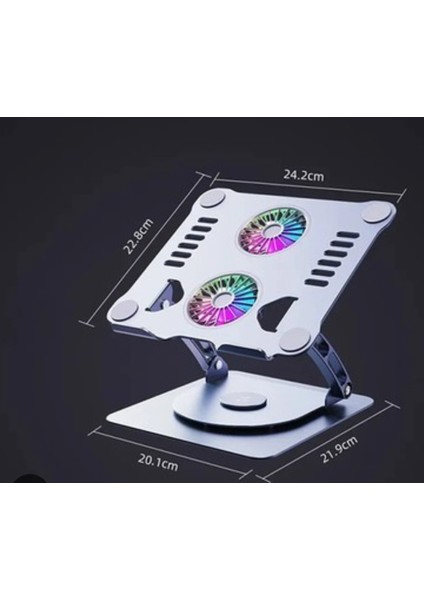 Alüminyum 360 Derece Ayarlanabilir Metal Laptop Standı Rgb Çift Fanlı Sogutucu Premium Serisi Notebook Tutucu indirimleri
